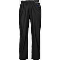 Black Helly Hansen women's windproof rain trousers, elastic waistband, relaxed fit, XS size.