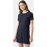 Navy Helly Hansen women's Portofino dress, short-sleeved, knee-length, crew neck, relaxed fit.