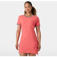 Pink Helly Hansen women's Portofino dress, short sleeves, gray trim, knee-length, size L.