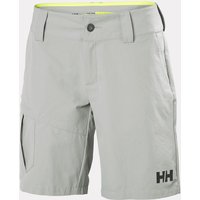 Grey Helly Hansen women's quick dry cargo shorts with side pockets and HH logo on the hem.