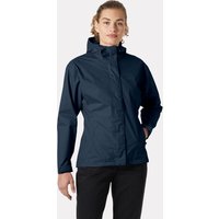 Navy Helly Hansen women's rain jacket, 2XL, with hood, front zipper, and adjustable cuffs.
