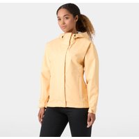 Yellow Helly Hansen women's rain jacket, breathable, hooded, full zip, size XL, with adjustable cuffs and hem.