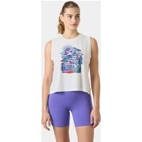 White Helly Hansen tank top with colorful graphic design, sleeveless, loose fit, women's XL.