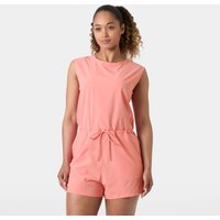 Pink Helly Hansen women's romper with sleeveless design, cinched waist, and relaxed fit.