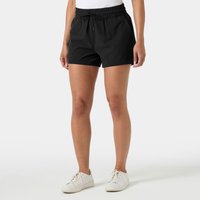 Black Helly Hansen women's Thalia shorts, medium size, with elastic waistband and drawstring, worn by a model.