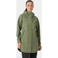 Green Helly Hansen Women's Valentia 2.0 Raincoat, XL, with hood, zip closure, and adjustable cuffs.
