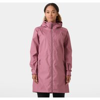 Pink Helly Hansen women's raincoat, hooded, knee-length, with front zipper, size XL.