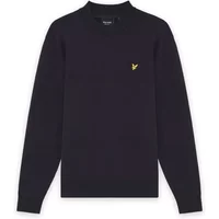 Black high neck sweater by Lyle & Scott with long sleeves and yellow eagle logo on chest.