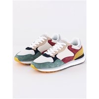 Hoff Mens Montreal Trainers, multi-colored with white, red, green, and yellow panels, lace-up design, size 8.