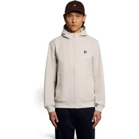 Beige Lyle & Scott hooded softshell jacket with front zipper and embroidered logo on chest, worn by a person.