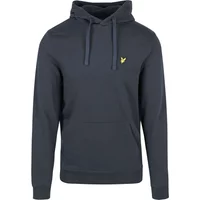 Navy blue Lyle & Scott hoodie with drawstrings and yellow eagle logo on chest.
