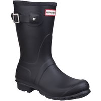 Black Hunter Original Short Wellington Boot with adjustable side buckle and textured sole.