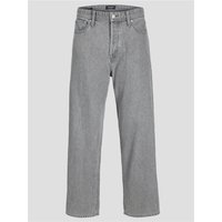 Grey denim Jack & Jones Alex Original Loose Jeans, five-pocket style, straight leg, button fly, size 28R.