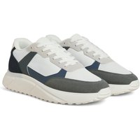 White and navy Jack & Jones Aspire Runner trainers with gray accents and chunky sole.