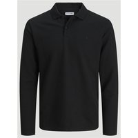 Black Jack & Jones Austin Polo, long sleeves, medium size, classic collar, button placket, subtle logo on chest.