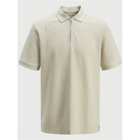 Moonbeam Jack & Jones Austin Zip Polo, short sleeves, zip collar, light beige color, size S.