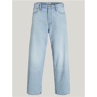 Baggy blue denim jeans with a relaxed fit, five pockets, and button fly, labeled "Jack & Jones Baggy Alex Original."