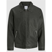 Black Jack & Jones Casablanca PU jacket, 2XL, with front zipper, pointed collar, and zippered side pockets.