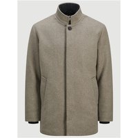 Greige Jack & Jones Harrison wool jacket, 2XL, with stand collar, concealed buttons, and side pockets.