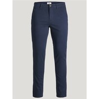 Navy Jack & Jones Marco Bowie slim fit chinos with button closure and belt loops, size 28R.
