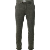 Brown checked Jack & Jones Marco Connor chinos with slim fit and belt loops, featuring a subtle patina finish.