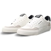 White Jack & Jones faux leather sneakers, size 41, with logo on side and tongue, black heel detail, lace-up design.