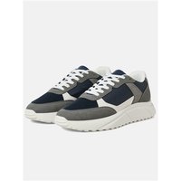 Jack & Jones men's sneakers, navy and gray with white accents, lace-up design, and cushioned sole.