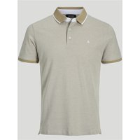 Jack & Jones Paulos Polo in crockery color, short-sleeved with contrasting collar and sleeve trim, size 2XL.