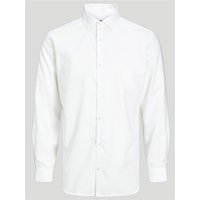 White Jack & Jones slim fit shirt, long sleeves, button-down front, medium size, classic collar.