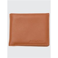 Cognac Jack & Jones Zack wallet, smooth leather finish, embossed branding, bi-fold design.
