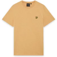 Beige Lyle & Scott jersey T-shirt with short sleeves and embroidered eagle logo on chest.