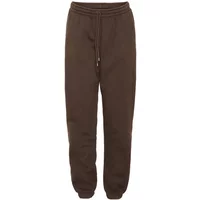 Coffee brown organic jogging trousers with elastic waistband and cuffs.