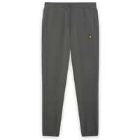 Gray Lyle & Scott jogging trousers with elastic waistband, side pockets, and yellow eagle logo on left thigh.
