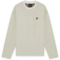 Cream jacquard jumper with round neck, featuring Lyle & Scott logo on chest.