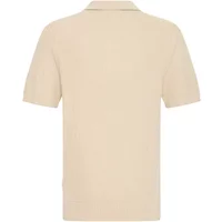 Beige knitted polo shirt with short sleeves and a classic collar, by Casual Friday.