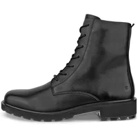 Black leather lace-up ankle boots with rugged sole and side zipper, ECCO Metropole Vienna style.