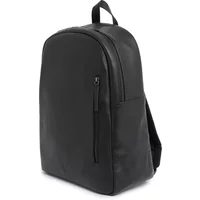 Black leather Lyle & Scott backpack with front zipper pocket and top handle.