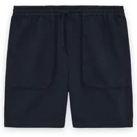 Black linen shorts by Lyle & Scott with elastic waistband and drawstring.