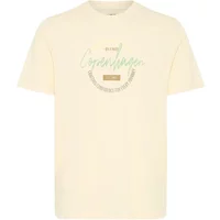 Beige Blend BHKNUT T-shirt with green "Copenhagen" logo and circular text design on chest.