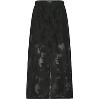 Black lace long skirt by Ichi Mania, featuring a high waist and floral pattern.