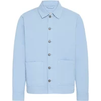 Light blue long sleeve shirt by Blend Mosi with button-up front, pointed collar, and two large front pockets.