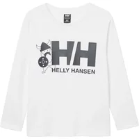 White Helly Hansen long sleeve T-shirt with large black "HH" logo and Viking graphic on the front.