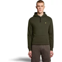 Dark green Lyle & Scott hoodie with yellow eagle logo on chest, drawstring hood, and kangaroo pocket.