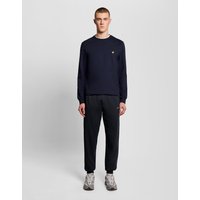 Black Lyle & Scott men's joggers with elastic waistband, cuffed ankles, and subtle script logo on left thigh.