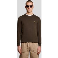 Black Lyle & Scott men's cotton crew neck jumper with long sleeves and small yellow logo on chest.