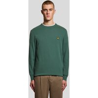 Green Lyle & Scott men's cotton crew neck jumper with embroidered logo on chest.
