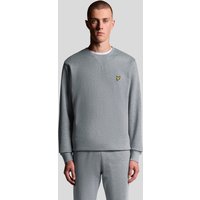 Mid grey marl cotton crew neck sweatshirt by Lyle & Scott, featuring a small embroidered logo on the chest.