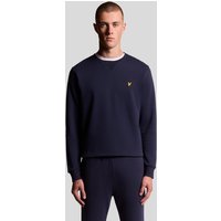 Navy Lyle & Scott men's cotton crew neck sweatshirt with embroidered yellow logo on chest.
