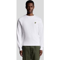 White Lyle & Scott men's cotton crew neck sweatshirt with small yellow eagle logo on chest.