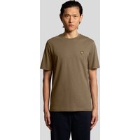 Khaki Lyle & Scott men's cotton crew neck t-shirt with small embroidered logo on chest.